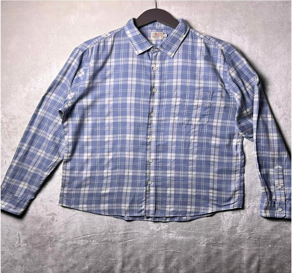 Faherty Lightweight Button Up Shirt Men's L Coastal Preppy Beach Cotton Plaid
